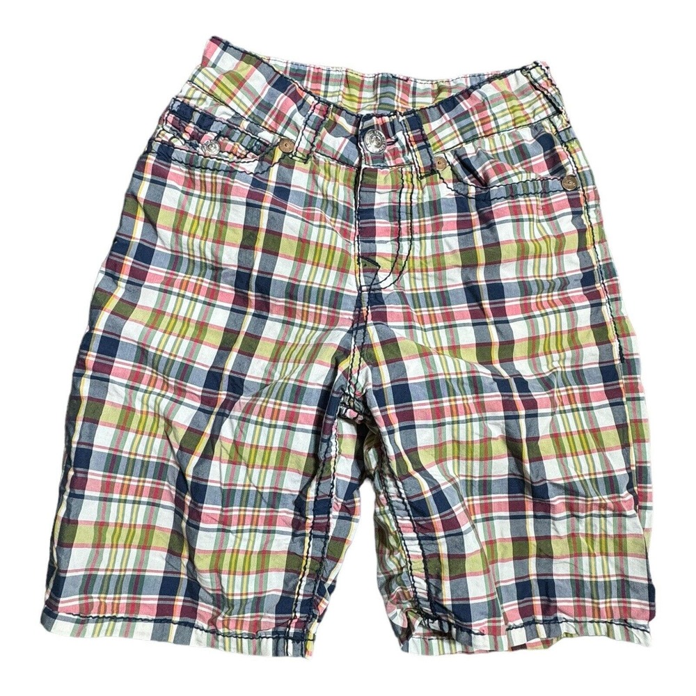 True Religion Men's Swimwear Surf Board‎ Shorts Plaid Size 30 Multicolor
